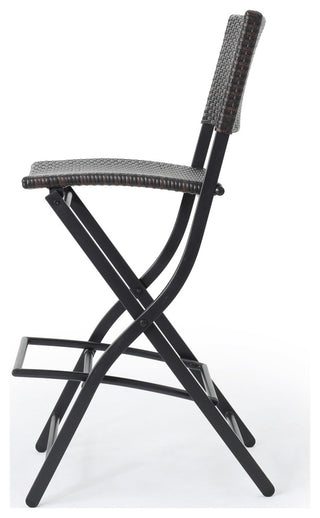 GDF Studio Marinelli Outdoor Multibrown Wicker Bar Stools, Set of 4