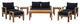 Natural Navy Marina 8 Piece Outdoor Patio Teak Set