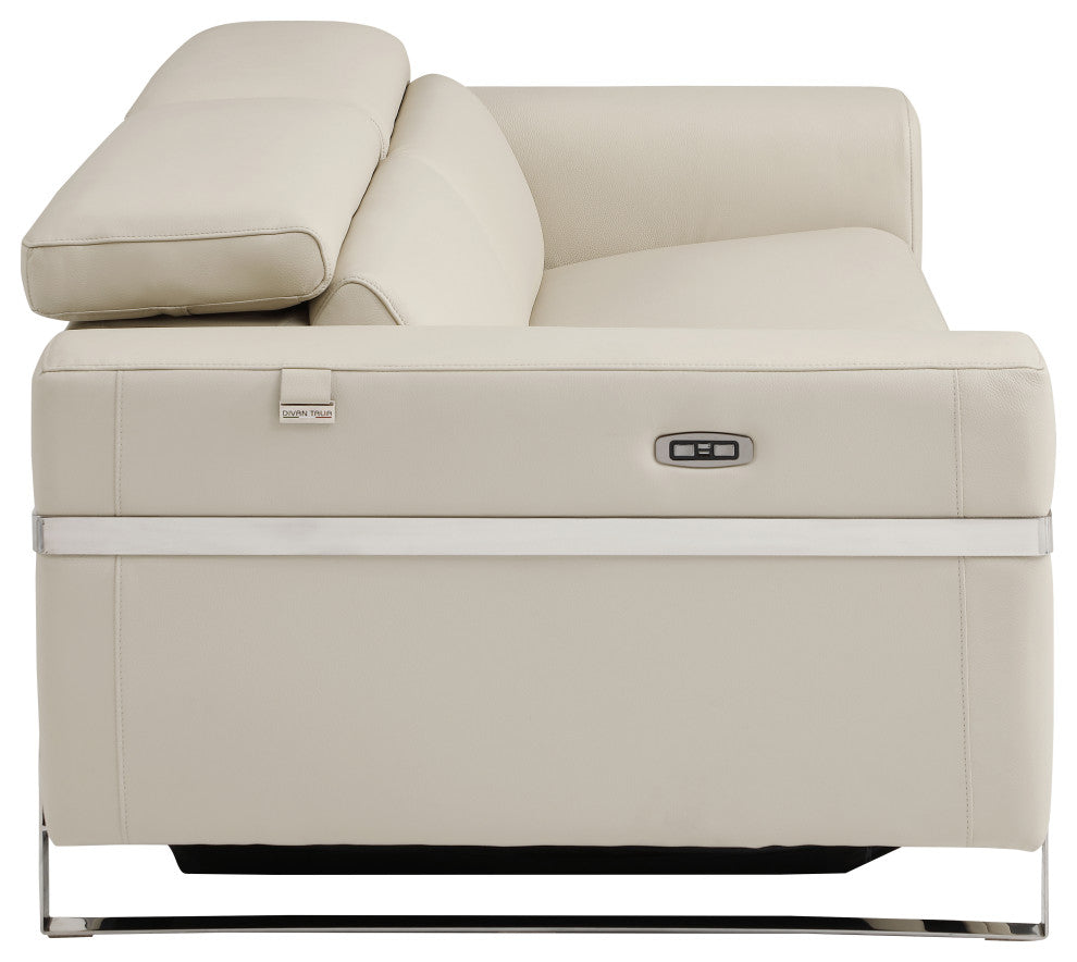 Prato Genuine Italian Leather Modern Sofa and Loveseat, Beige