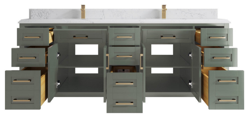 Cambridge 84" Double Sink Bath Vanity in Evergreen 1.5" Empira Quartz