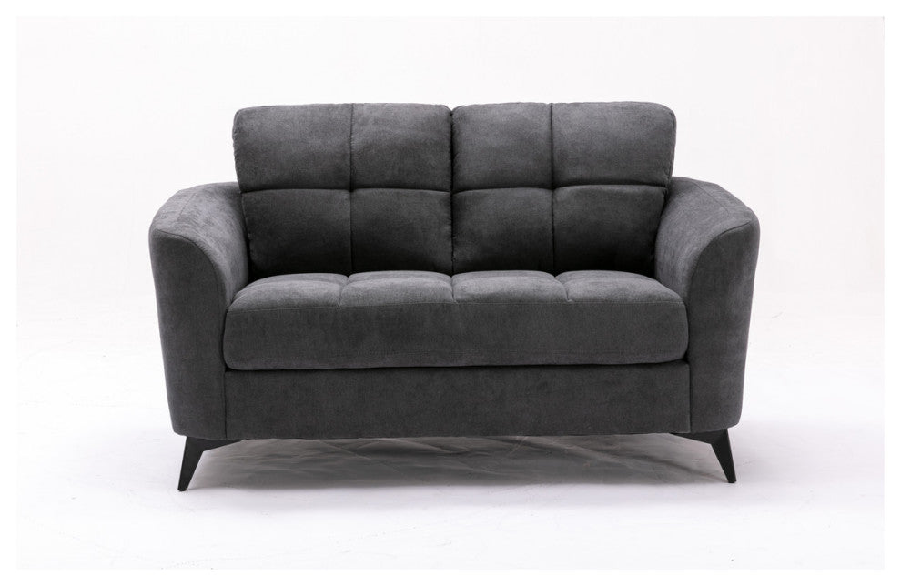 Callie Woven Fabric Loveseat, Gray