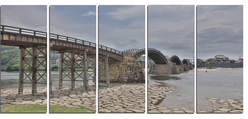 Kintai Bridge in Iwakuni Yamaguchi, Landscape Canvas Print, 60"x28", 5 Panels