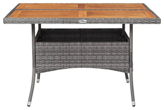 vidaXL Solid Acacia Wood Patio Dining Set 9 Piece Poly Rattan Gray Garden Seat