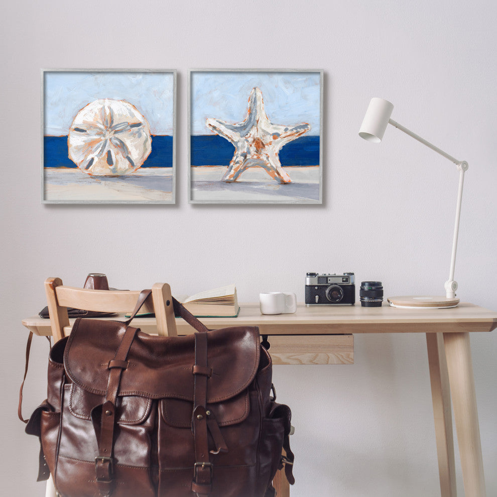 Sea Life Starfish Seashell Painting Beach Marine Animal, 2pc, each 17 x 17