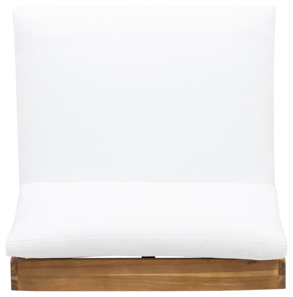 Emma Outdoor Acacia Wood Club Chairs With Cushions, Set of 2, White