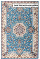 8" x 11" Blue and Cream Embellished Area Rug