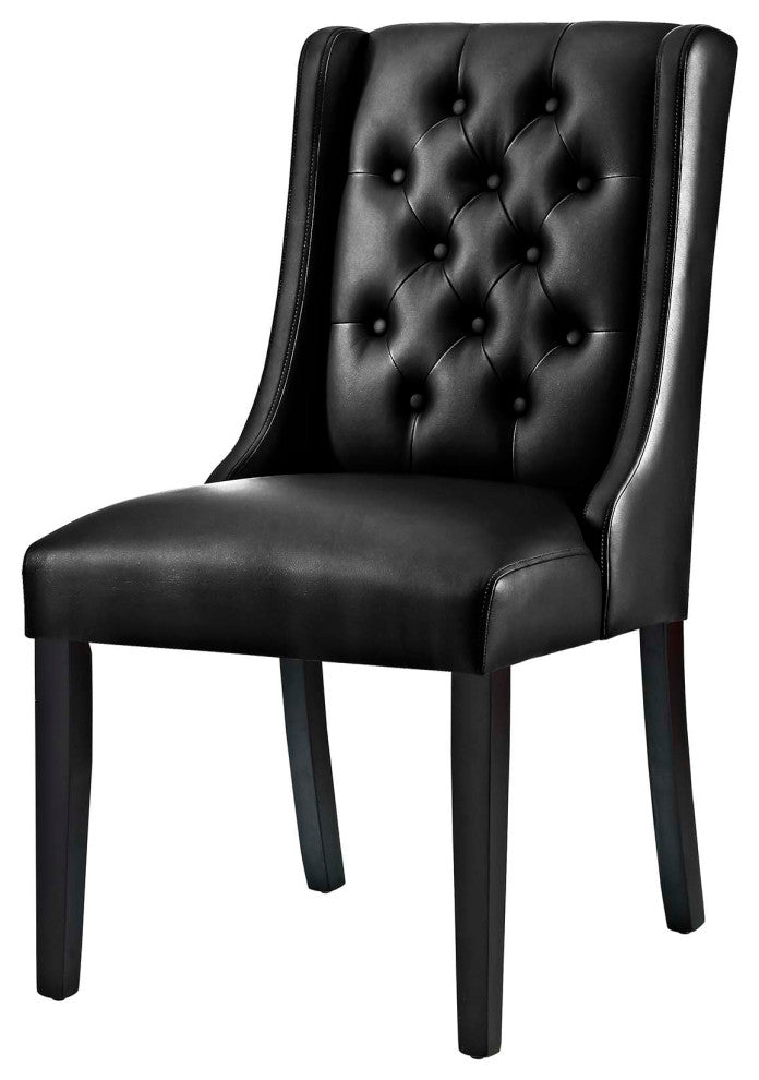 Side Dining Chair, Set of 2, Faux Leather, Black, Modern, Cafe Bistro Restaurant