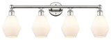 Cindyrella 4-Light 33" Vanity Light, Polished Nickel, Cased Matte White Shade