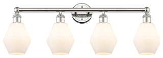 Cindyrella 4-Light 33" Vanity Light, Polished Nickel, Cased Matte White Shade