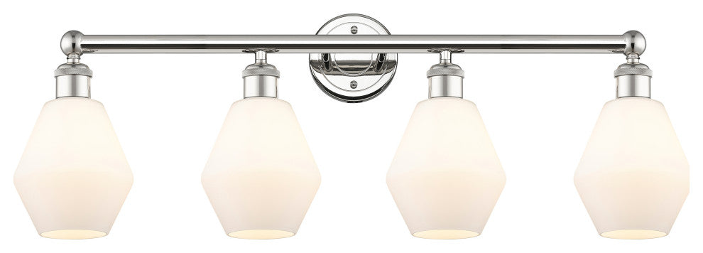 Cindyrella 4-Light 33" Vanity Light, Polished Nickel, Cased Matte White Shade