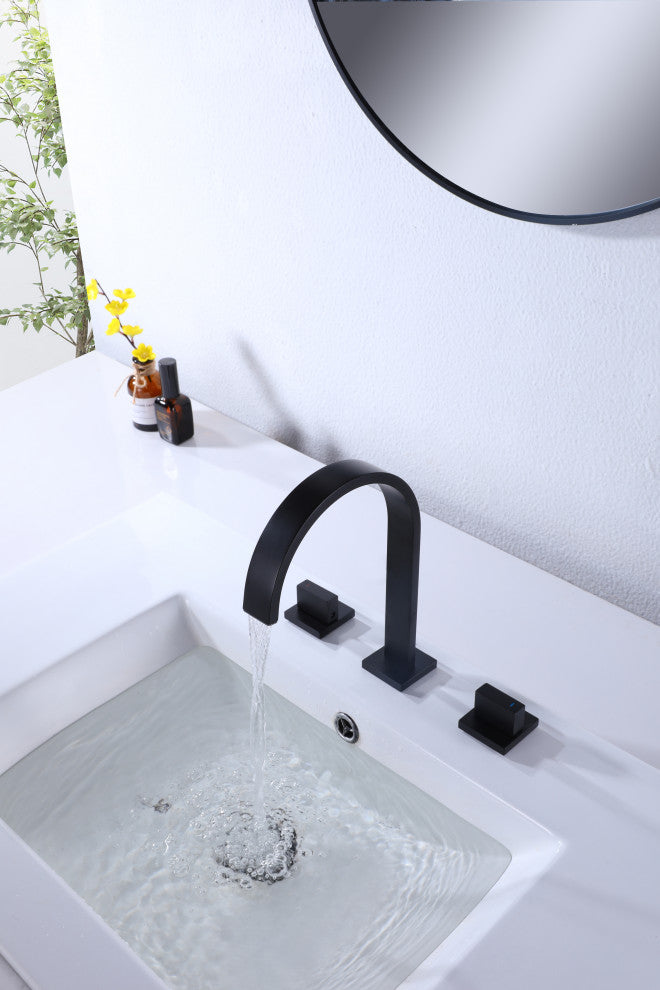 Widespread Bathroom Faucet, Matte Black