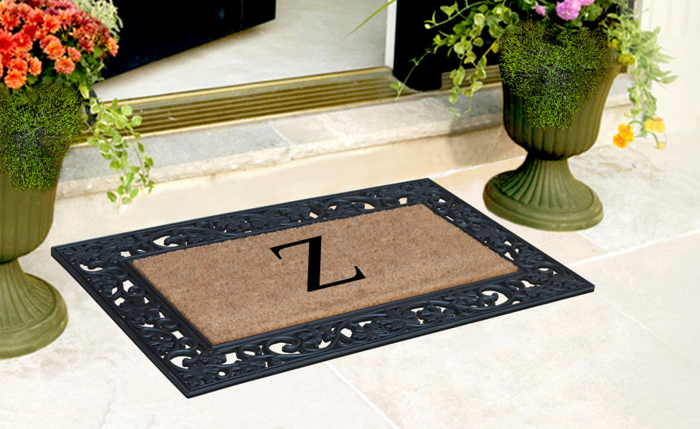 A1HC Rubber and Coir Dirt Trapper Heavy Weight Large Monogrammed Doormat 23"x38"