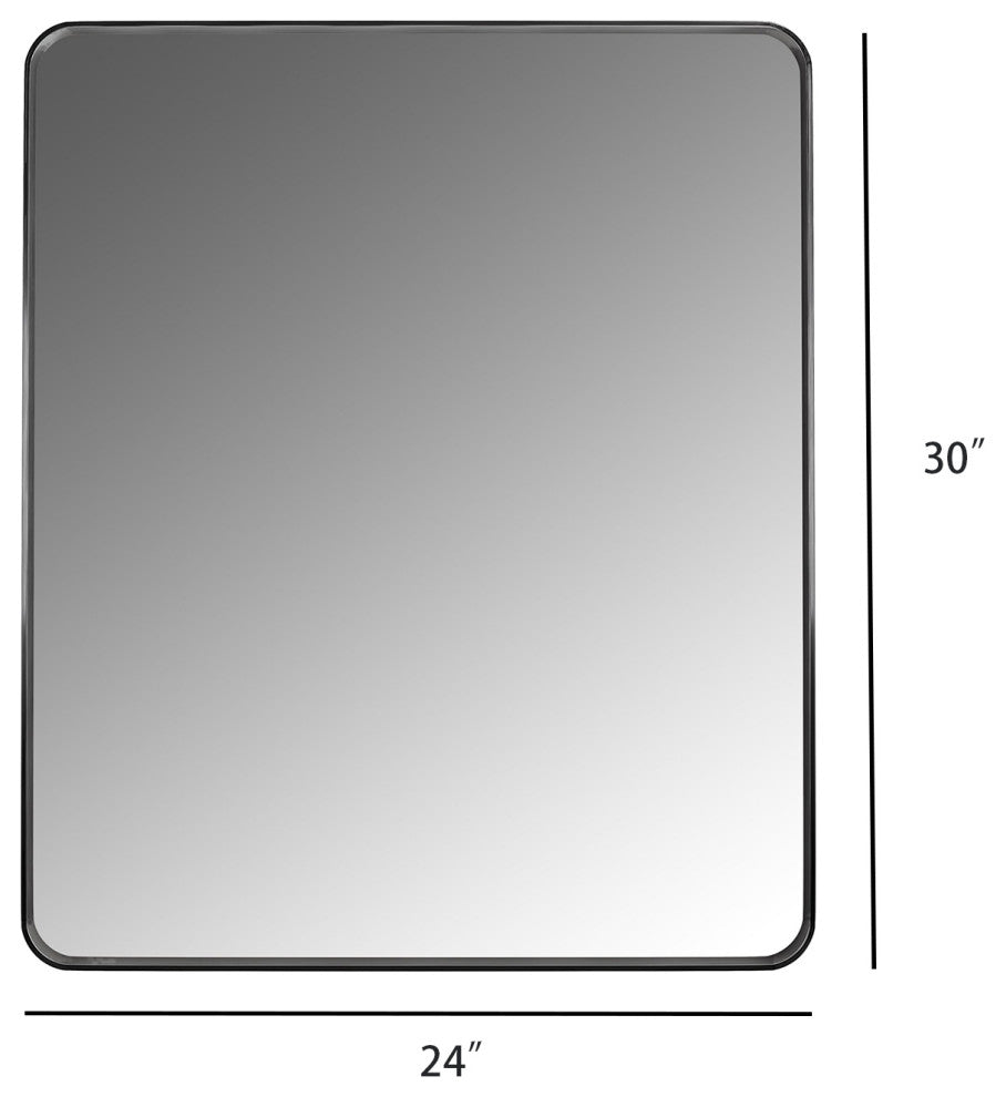 Rectangular Aluminum Framed Wall Mounted Bathroom Mirror, Black;, 24" X 30";