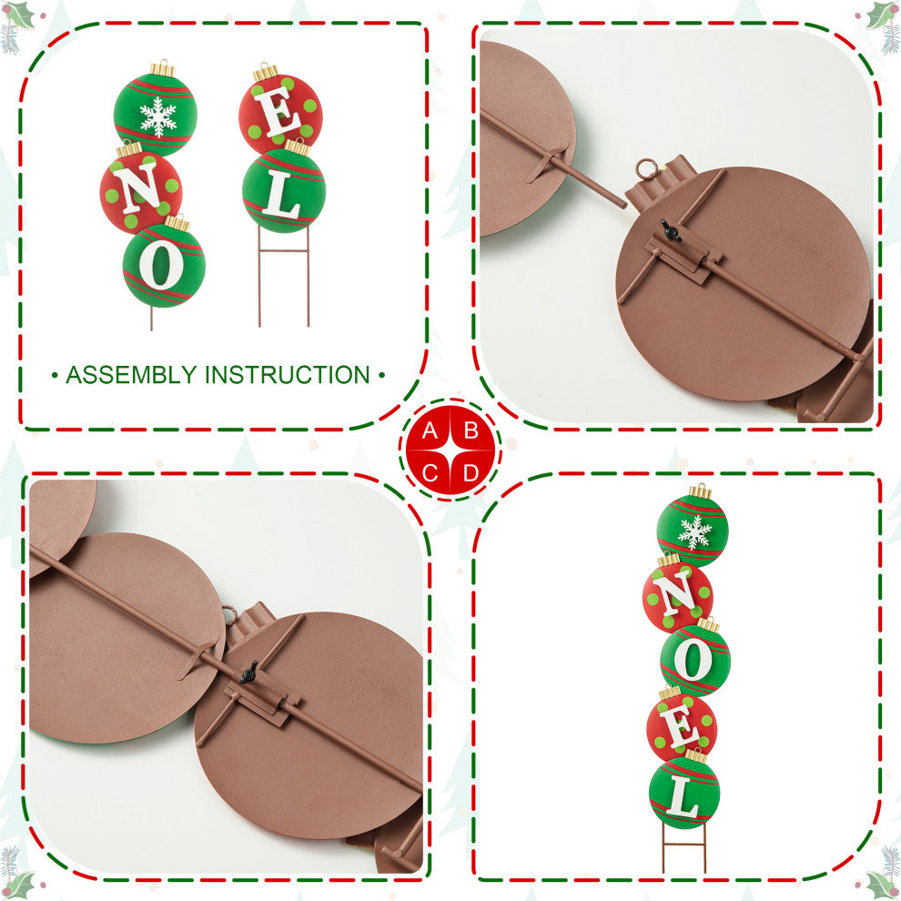 Metal JOY & NOEL Ornament Yard Stake, 2-Piece Set