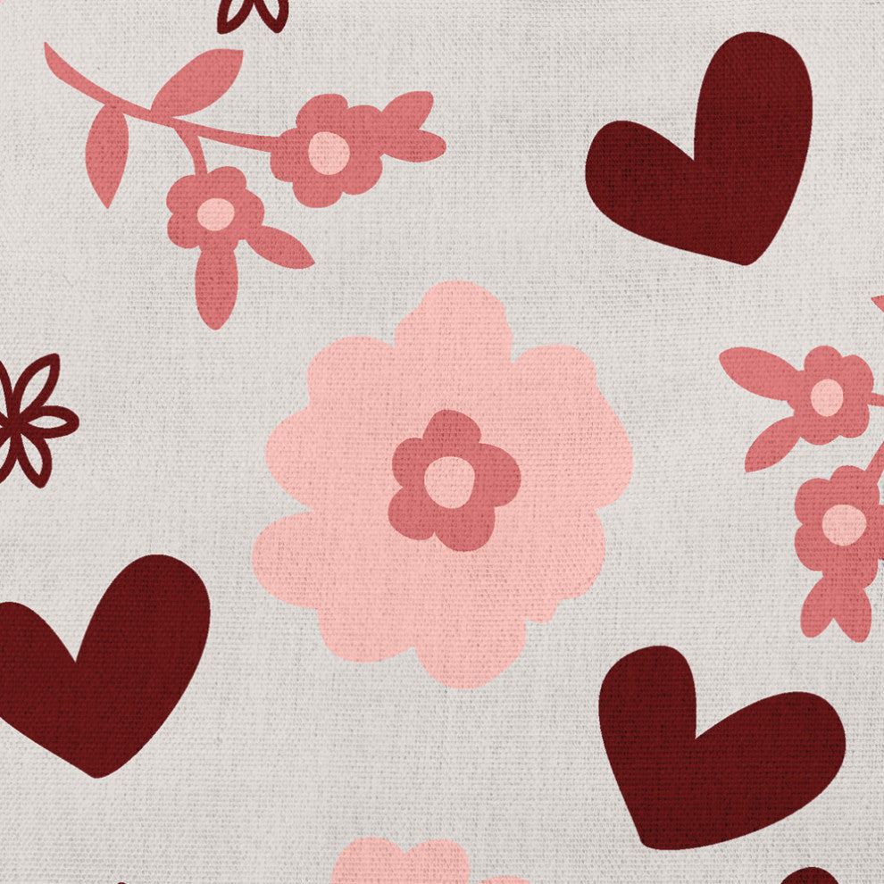 Flowery Love Valentines Indoor/Outdoor Lumbar Pillow, Gray, 14x20"