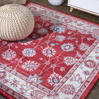 Modern Persian Moroccan Red/Ivory 5' Square Area Rug