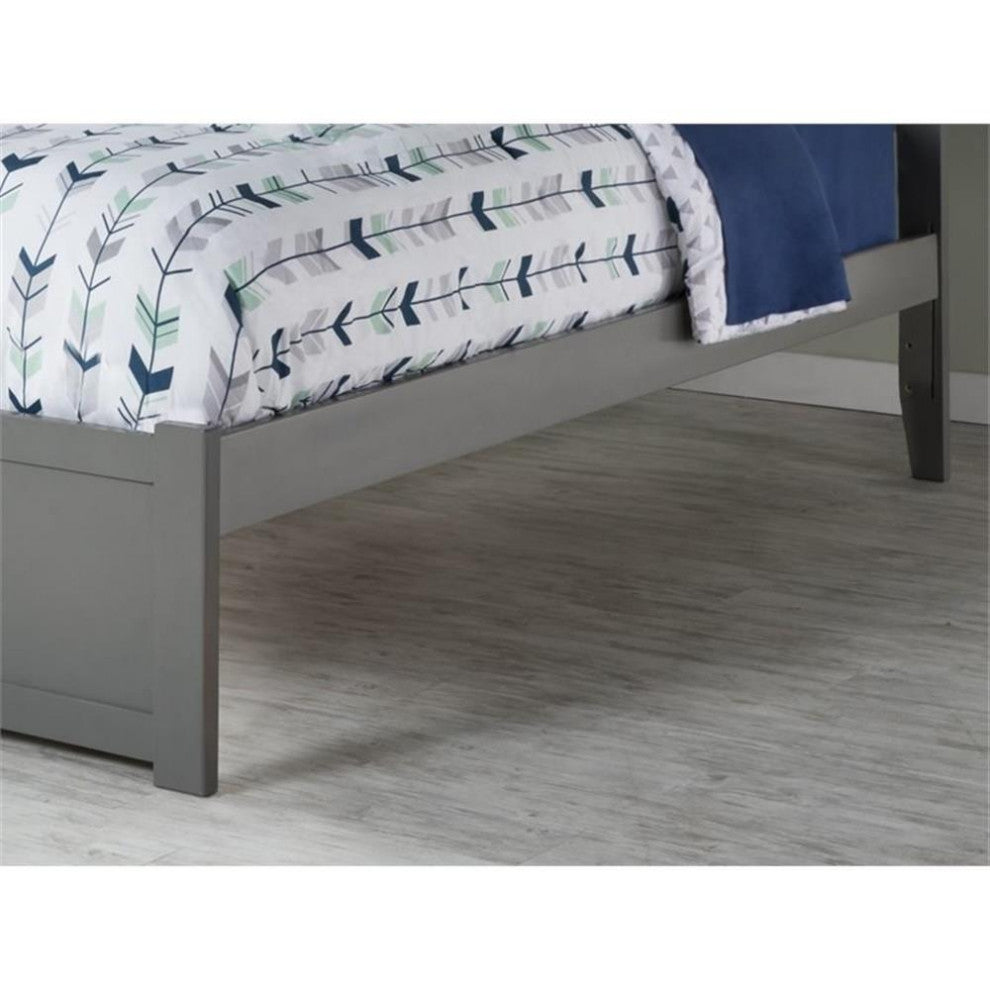 Bowery Hill Traditional Wood Twin XL Platform Panel Bed with Trundle in Gray