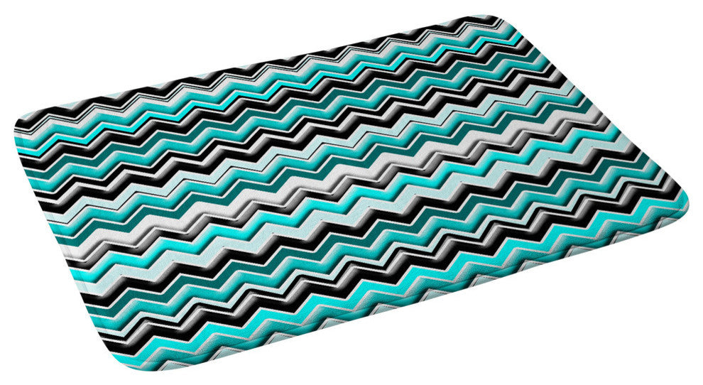 madart Inc. Turquoise Black White Chevron Memory Foam Bath Mat