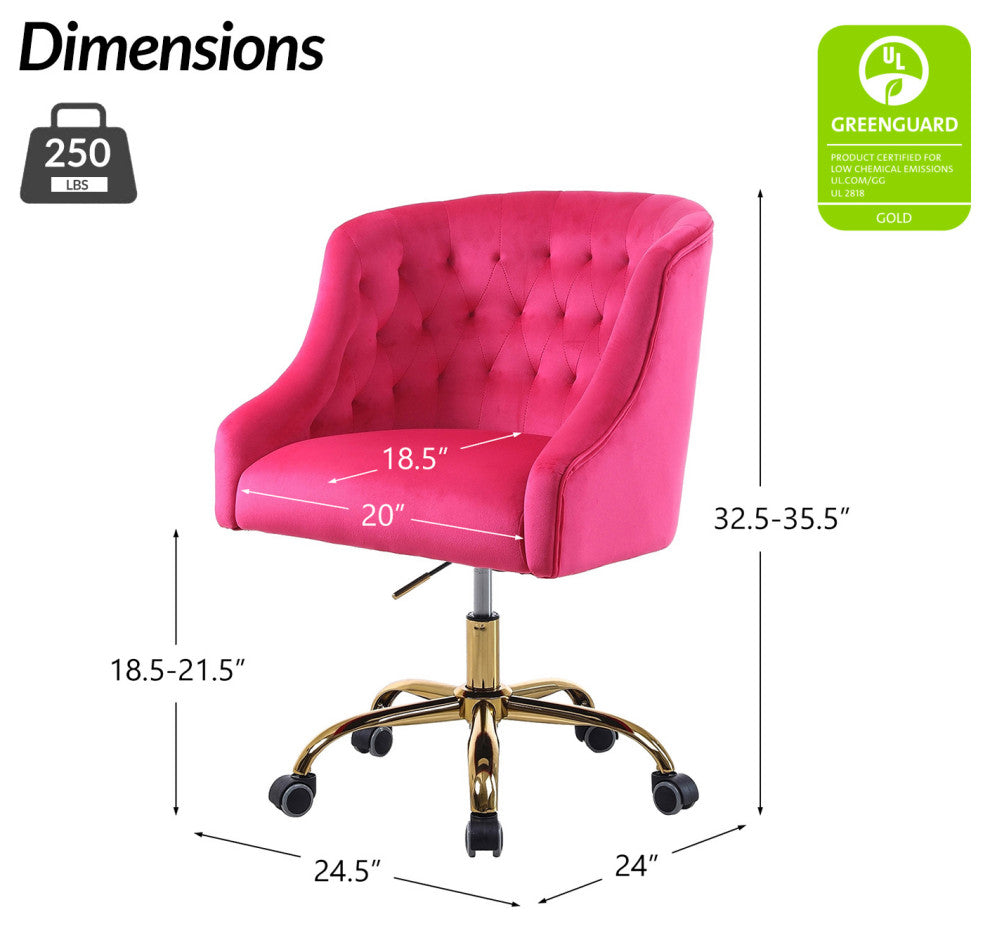 Home Office Swivel Chair with Button-Tufted Back, Fushia