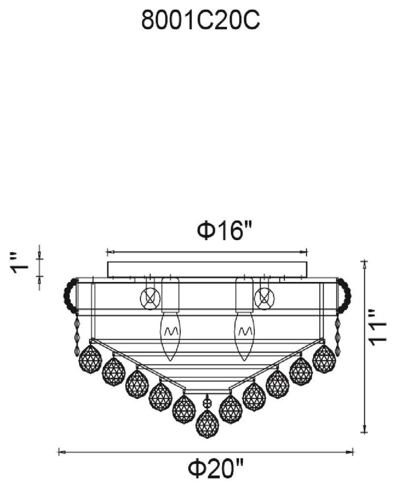 Empire 8 Light Flush Mount With Chrome Finish
