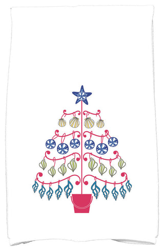Beach Tree Decorative Holiday Geometric Print Hand Towel, Pink