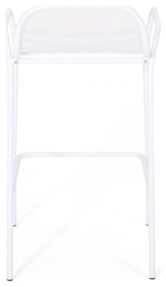 Lisa Modern Iron Barstool, Set of 4, Matte White