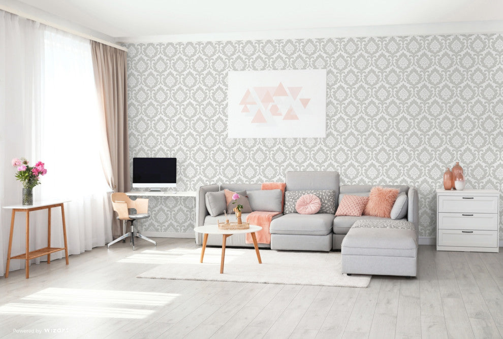 Osbourne Silver Damask Wallpaper