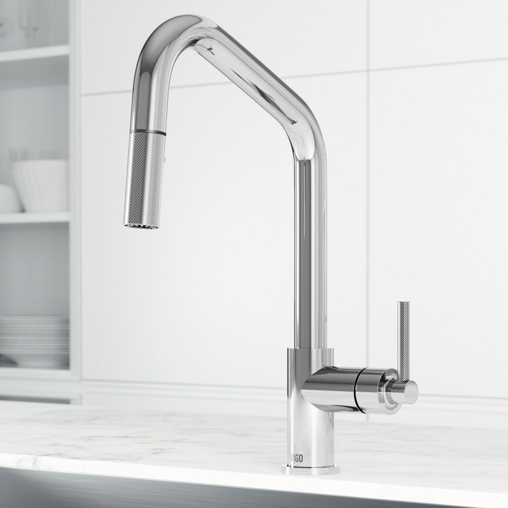 VIGO Utopia 14" H Single Handle Pull-Down Sprayer Kitchen Bar Faucet, Chrome