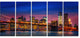 Manhattan with Lights and Reflections, Canvas Print, 60"x28", 5 Panels