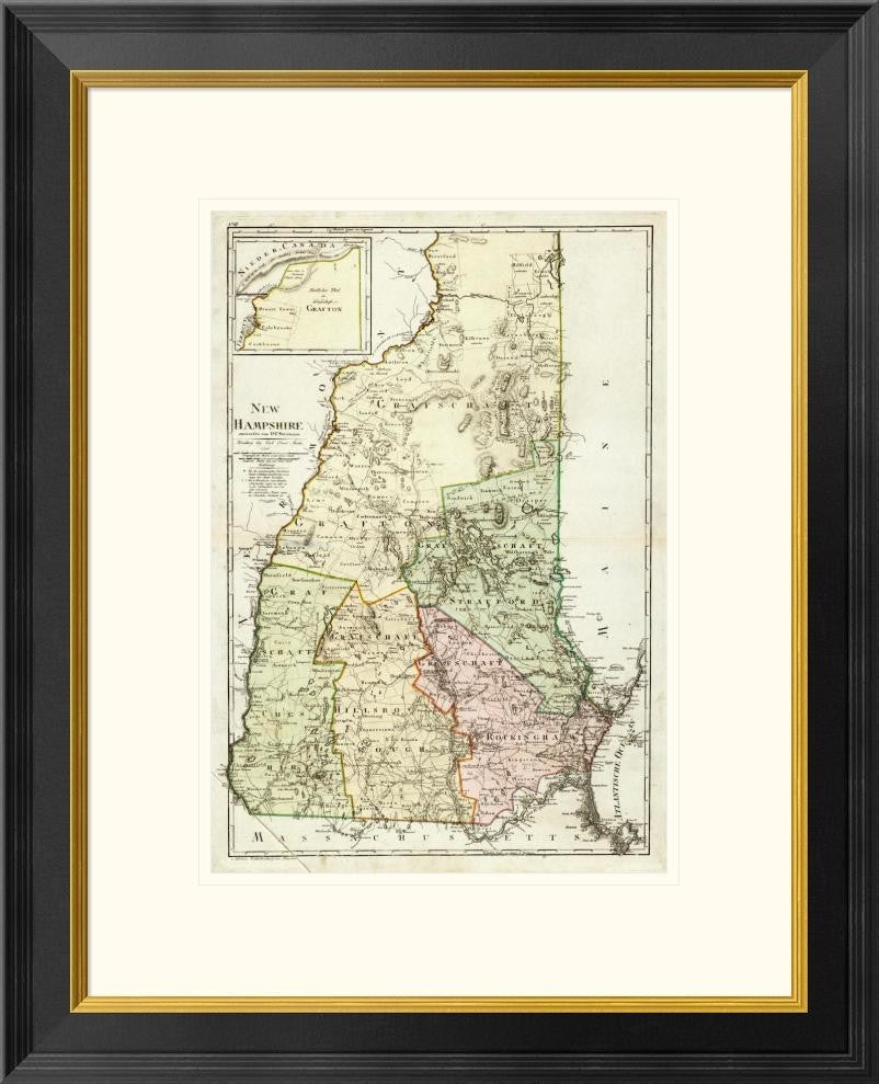 "New Hampshire, 1796" Framed Digital Print by Daniel Friedrich Sotzmann, 21x26"