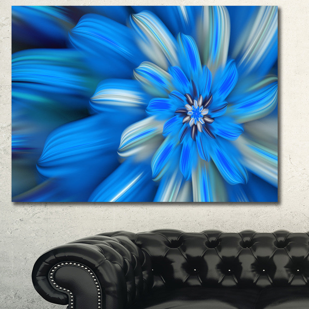 Exotic Dance of Blue Flower Petals, Large Floral Canvas Art Print, 60x40
