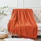 Chain Tweed Knit Throw Blanket, Burnt Orange