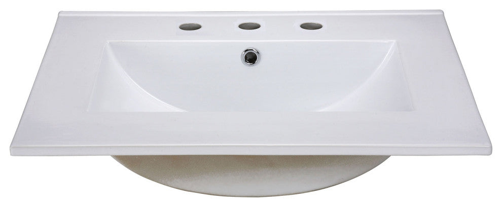 RYVYR CST250WT-3 Ceramic Top - 25-inch Vitreous China With Rectangular Bowl