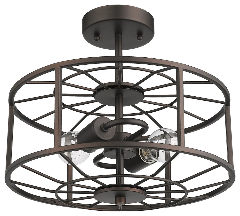 CHLOE Lighting IRONCLAD 2-Light Rubbed Bronze Ceiling Fixture 14"