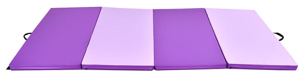 Costway 4'x10'x2'' Gymnastics Mat Thick Folding Panel Gym Fitness PurplePink