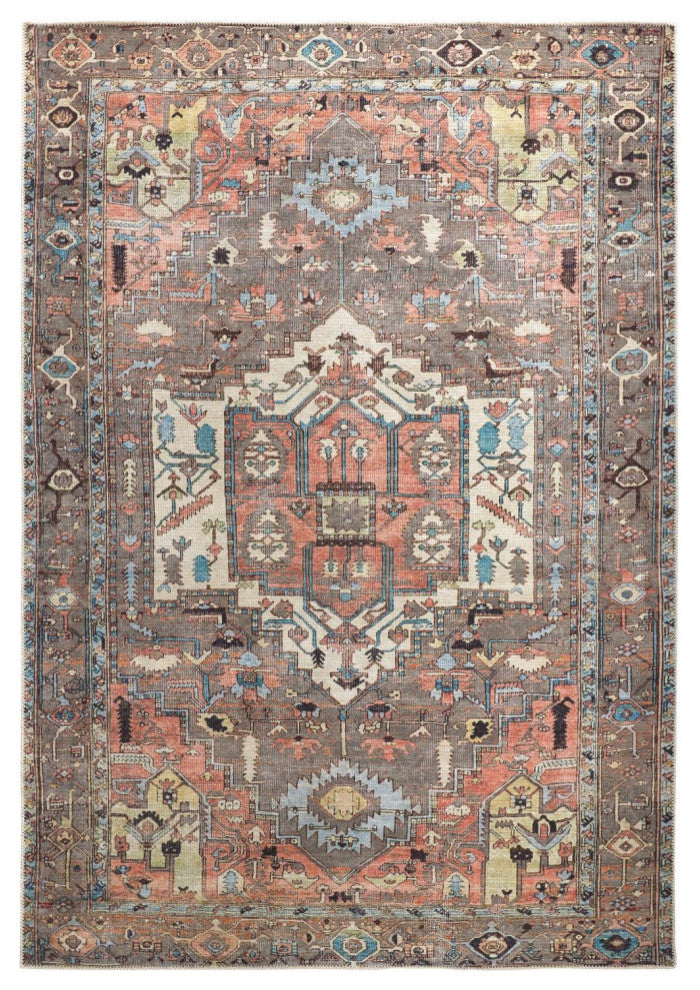 Weave & Wander Prescott Machine Washable Area Rug, Gray/Multi, 7'10"x9'10"