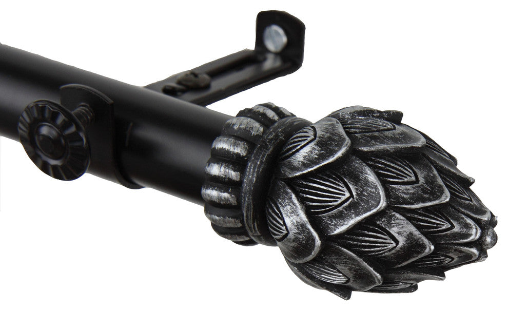 Bud Curtain Rod, Black, 120-170"