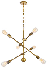 29" Tristan 6-Light Pendant With Glass, Brass