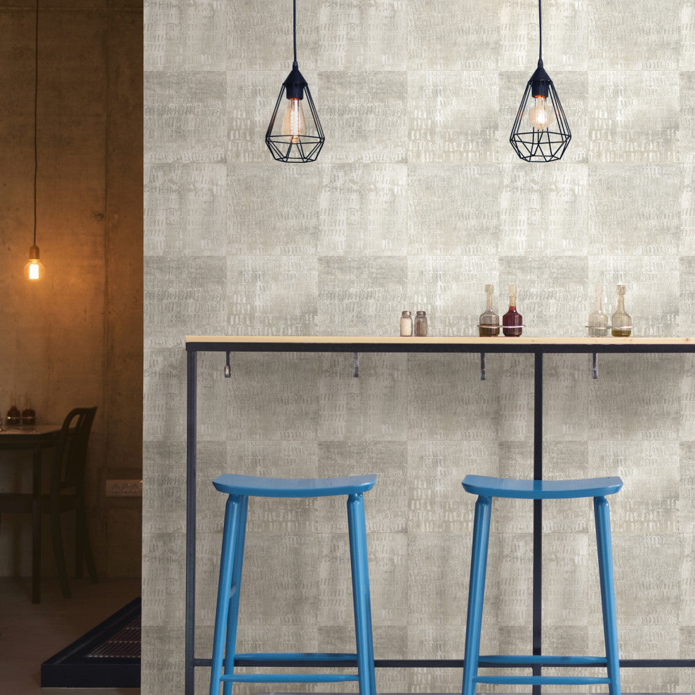 Conundrum Silver Faux Metal Wallpaper Bolt