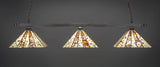 Square 3-Light Bar with Square Fitters, Dark Granite/Fiesta Art