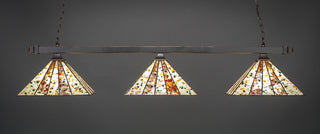 Square 3-Light Bar with Square Fitters, Dark Granite/Fiesta Art