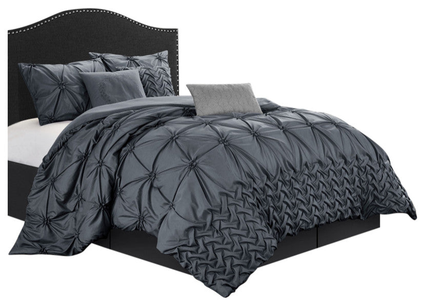 Piercen 7-Piece Bedding Comforter Set, Gray, Queen