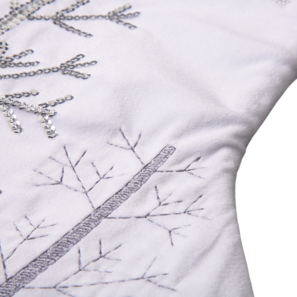 2-Pack 21"L White Fleece With Christmas Tree, Snowflake Stocking