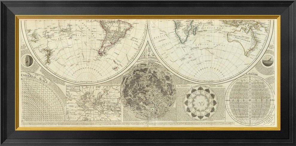 "A general map of the world or terraqueous globe, 1787"  by Samuel Dunn, 34x17"