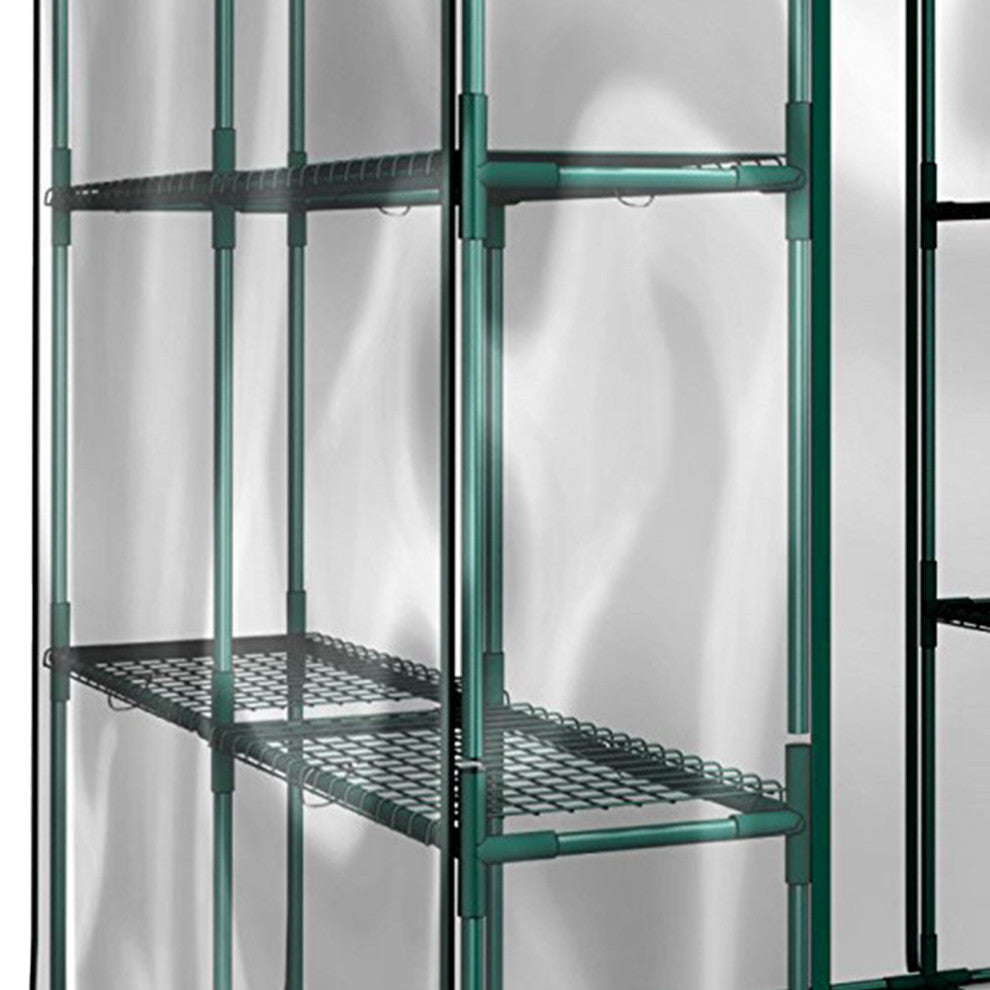 Walk-In Greenhouse Portable Green House With 8 Shelves and PVC Cover