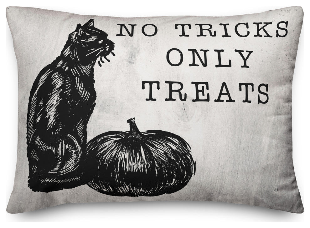 No Tricks Only Treats Cat 14x20 Throw Pillow