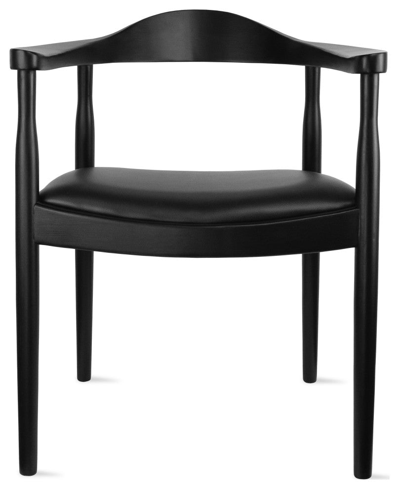 Real Oak Wood PU Leather Seat Wegner Kennedy Dining Assembled Chair, Black