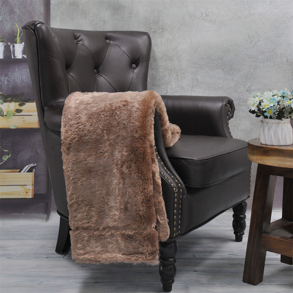 Double Sided Over-Sized Faux Fur Throw Blanket, Amphora, 70''''x80''''