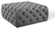 Anthem Tufted Button Large Square Performance Velvet Ottoman Gray
