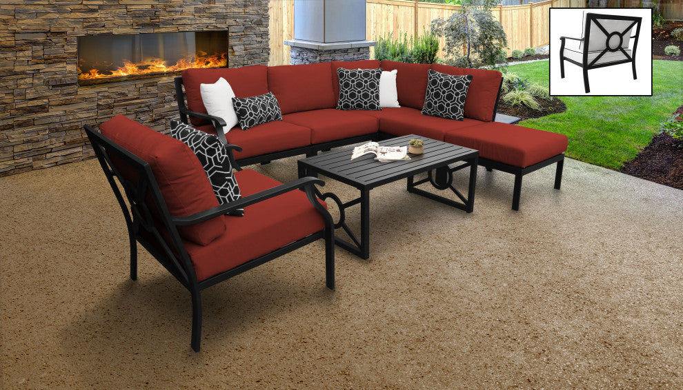 kathy ireland Madison Ave. 7 Piece Aluminum Patio Furniture Set 07f, Cinnamon